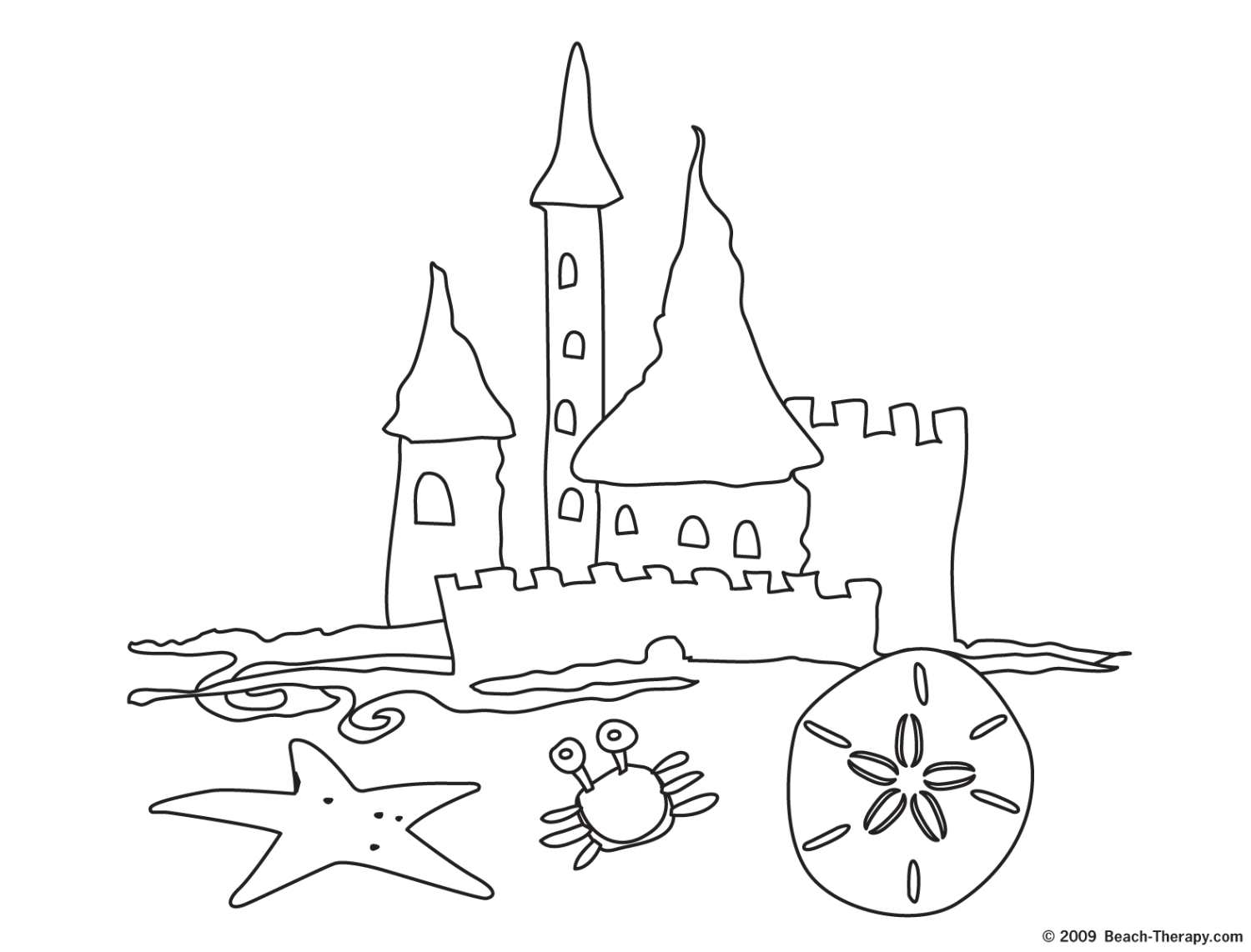 Раскраска морской замок