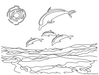 Dolphins Coloring Page Hard