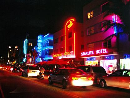 The Neon of South Beach at Night